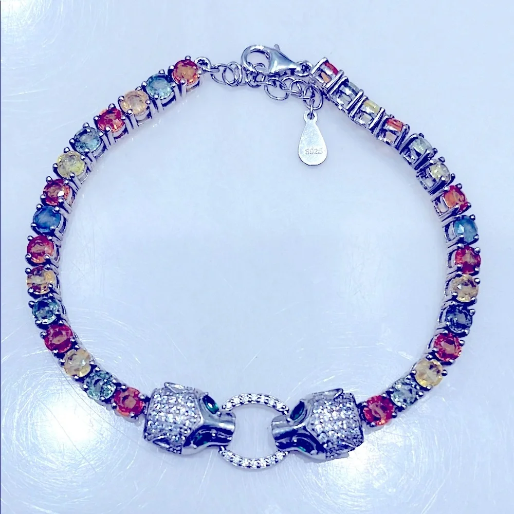 30x0.25ct Genuine Sapphires 14KGP Bracelet